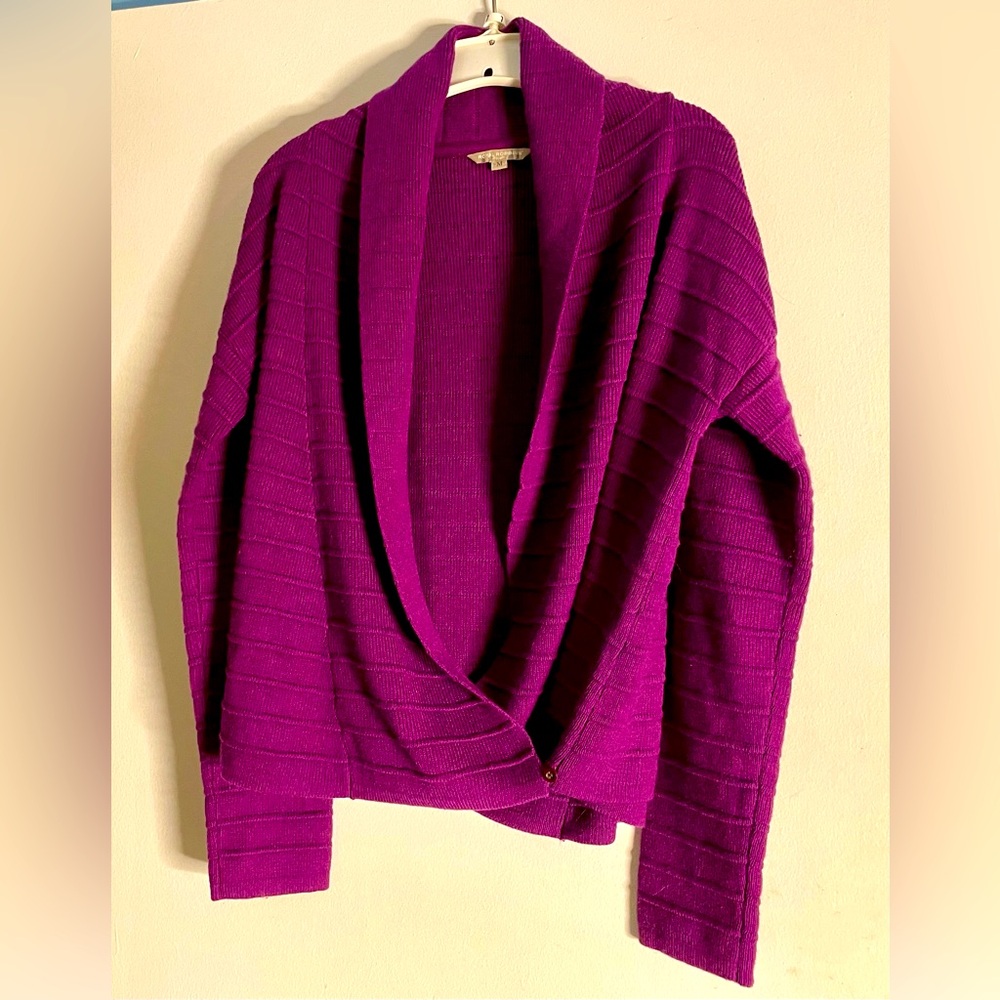 Royal Robbins Wool Blend Wrap Or Open Cardigan Womens Medium Purple Shawl Collar